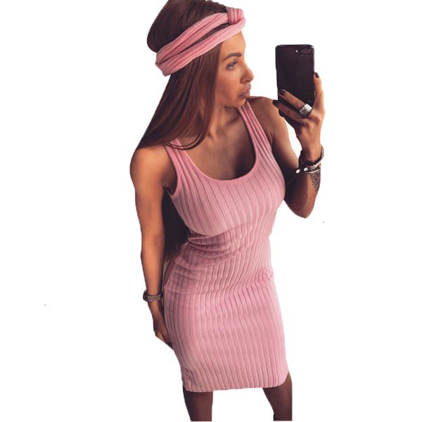 

summer dress women clothing sleeveless knitted tank dress women knee length summer 2019 slim scoop neck ribbed robe femme c417, Black;gray