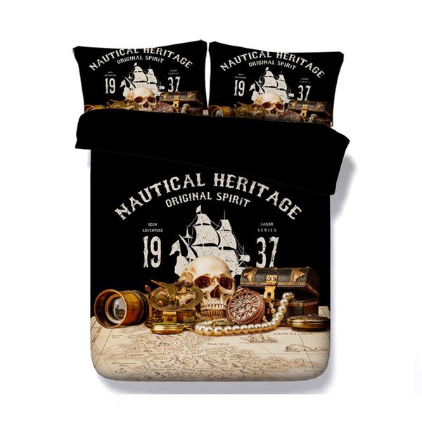 3d Skull Map Treasure Print Duvet Cover With Pillowcase Bedding
