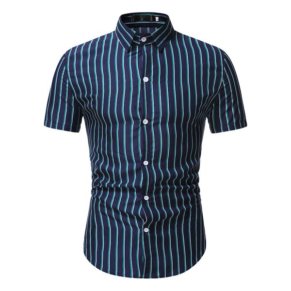 

timesunion new fashion spring summer casual men's shirt cotton short sleeve striped slim fit lapel shirts, White;black