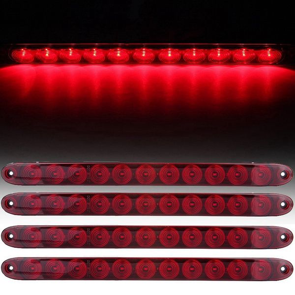 

4pcs 15 inch red led sbrake turn tail light bar truck trailer rv car waterproof with screws
