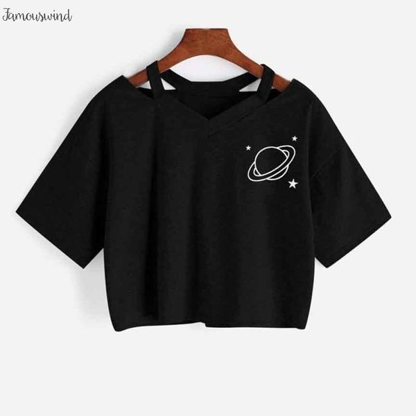 

топы высокого качества тенниски печать casual planet танк с коротким рукавом top crop summer tops для печатных женщин ap26, White