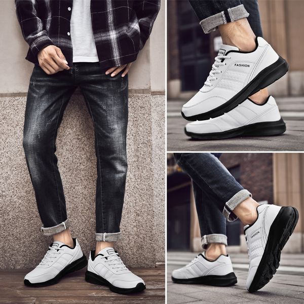 

walking shoes men light breathable outdoor sneakers spring autumn waterproof athletic trainers male footwear large size 39-48, Black