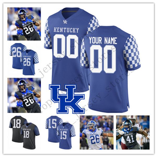 

custom 2019 kentucky wildcats any name number blue black white 1 lynn bowden jr. 3 terry wilson 26 benny snell jr. college football jersey, Black;red