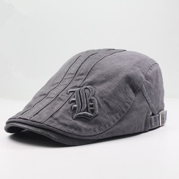 

cap outdoor sun hat thin beret cotton painter hat letter stripes, Blue;gray