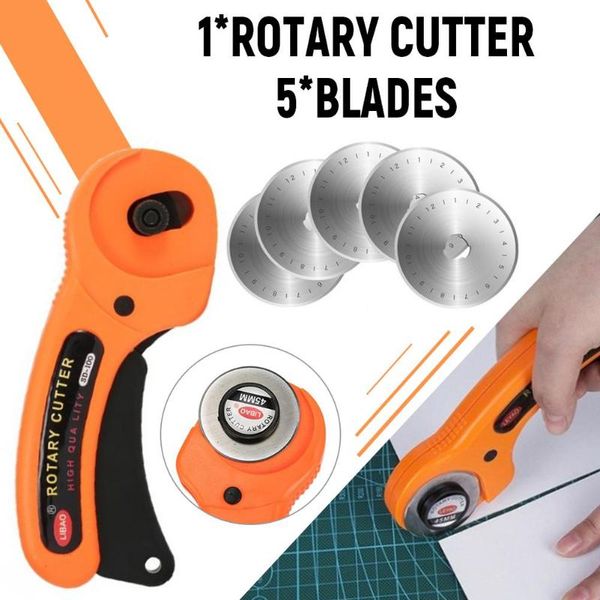 

6pc leathercraft 45mm rotary cutter leather cutting tool fabric cutter circular blade diy patchwork sewing quilting fit olfa cut, Black