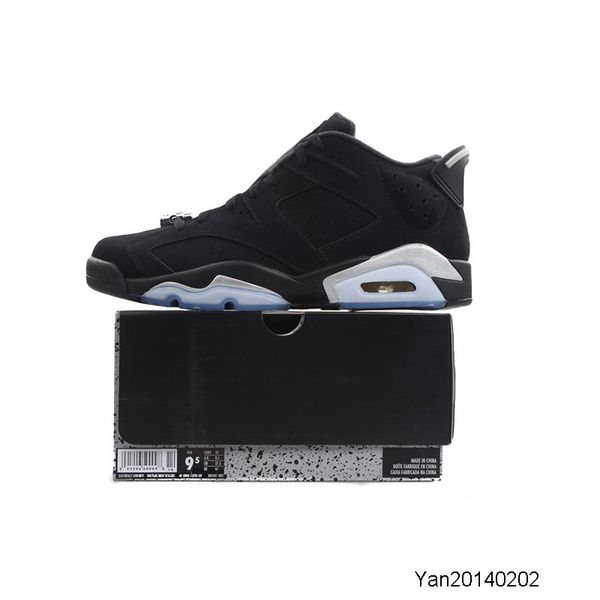 

chrome 6 low mens basketball shoes 6s black metallic silver white 304401 003 athletics sports sneakers size 7-13 with box