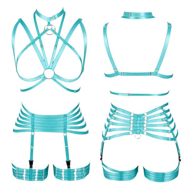 

harness bra hollow out strappy cage breast belt plus size fashion garter stockings suspender punk gothic adjust party rave, Black;white