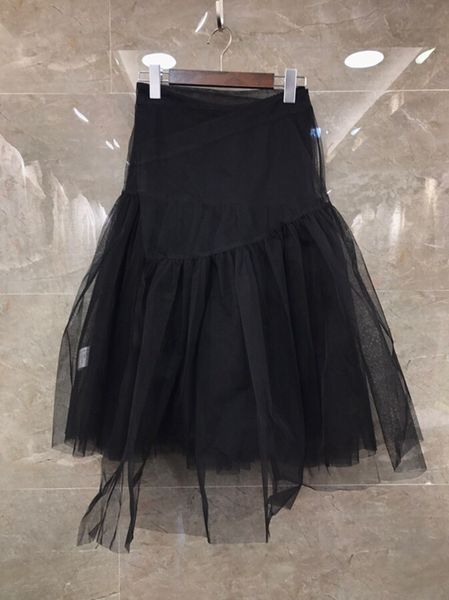 

the new autumn and winter 2019 women's wild piece gauze skirt 1027, Black