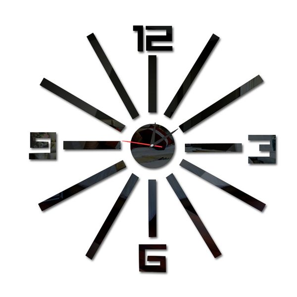 

2 in 1 art mirror surface home decor sticker modern number frameless diy decals wall clock bedroom large 3d living room office