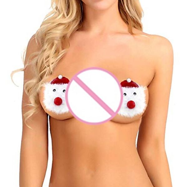 

new design fashion gift for lover santa claus pasties breast petals adhesive nipple sticker christmas party new year gift, Black;white