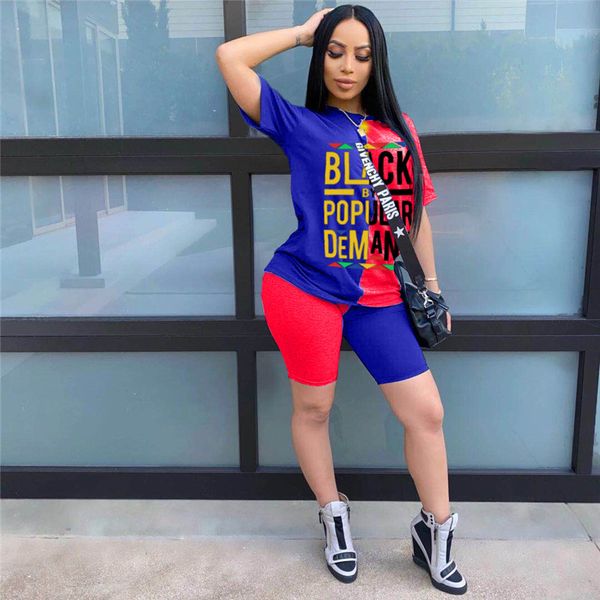 

new letters patchwork design tracksuit women o-neck short sleeve t shirt shorts pants street trendy 2pcs outfits casual clothes d52717, White