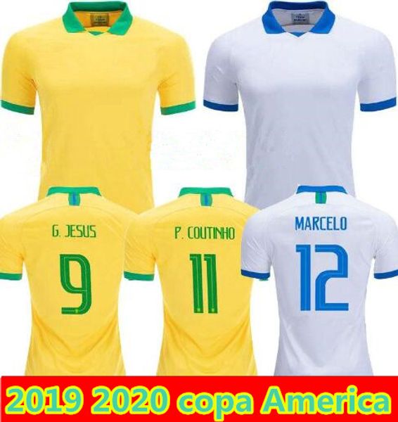

2019 2020 copa america brazil soccer jerseys home brasil paulinho g.jesus away coutinho 19 20 hampions marcelo football shirts, Black;yellow