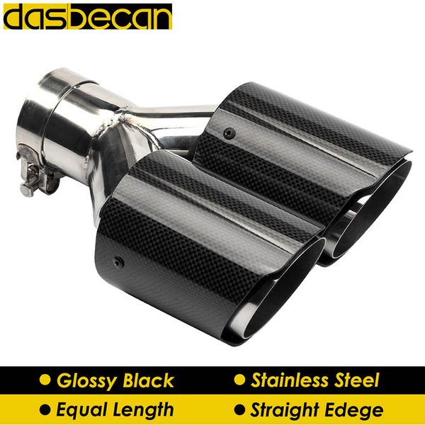 

desbecan dual equal exhaust muffler tip valve straight edge glossy stainless y model for akrapovic ap24kr