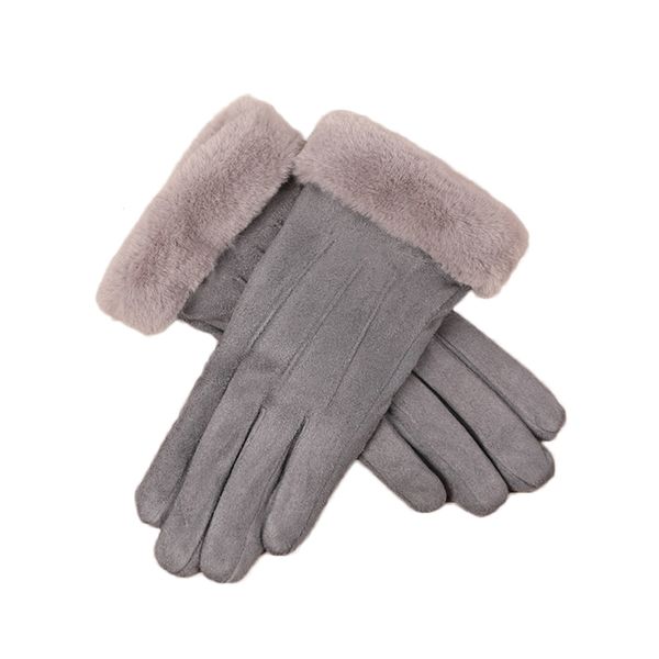 

1 pair women girls texting touchscreen gloves winter autumn cold weather warm suede gloves mittens, Blue;gray