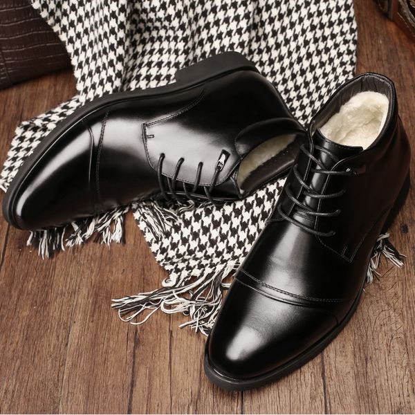 

2019 man genuine leather boots winter leather snow shoes wool inner anti slip father ankle boots 38-44 man snow boots ghb67, Black