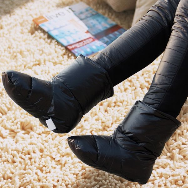 

outdoor camping sleeping bag accessories ultralight duck down slippers men women camping warm shoes winter thermal soft sock