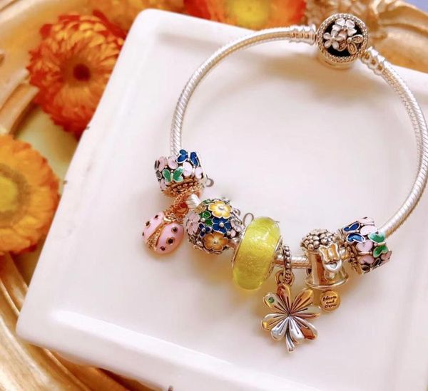 

100%925 pure silver 2019 new fashion exquisite color bracelet gift for friends mail manufacturers wholesale, Golden;silver