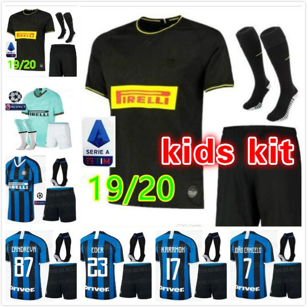 

kids kit 19 20 inter soccer jerseys lautaro icardi perisic kit child nainggolan milan shirt inter 20 anniversary 2019 jersey maillot de fo, Black;yellow