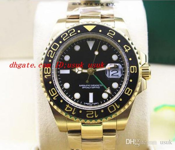 

luxury wristwatch new ii 18k yellow gold black/green dial 116718 ceramic bezel mechanical automatic men watches, Slivery;brown