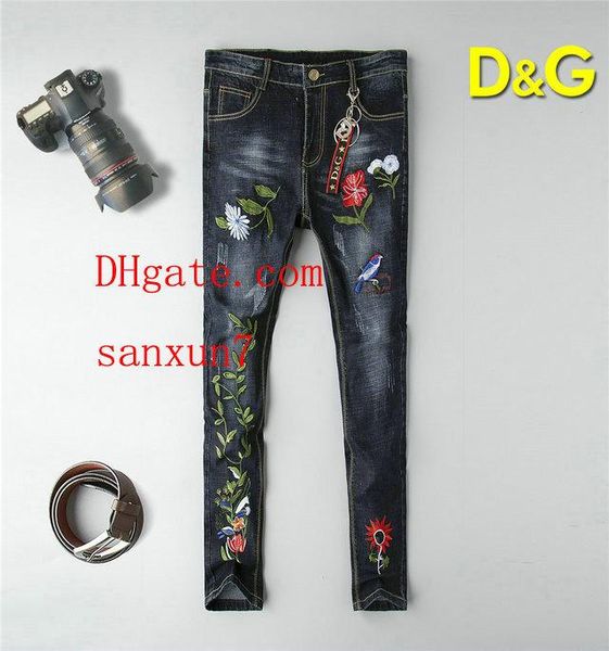 

mens pants distressed ripped skinny jeans fashion mens jeans slim motorcycle moto biker causal denim pants hip hop jeans mens clothes nz-78, Blue