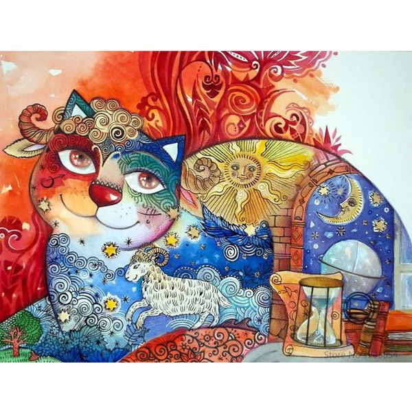 

chunxia framed diy painting by numbers colorful cat acrylic painting modern picture home decor for living room 40x50cm ra3460