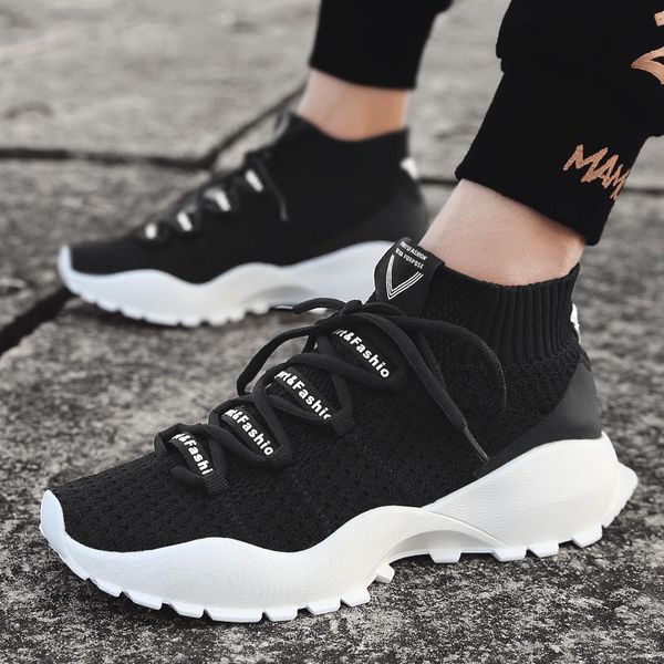 

sneakers weave mesh casual men socks shoes zapatos hombre men footwear loafers tenis masculino adulto flats antiskid, Black