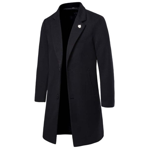 

m-xxl mens trench coat осень зима пальто теплая длинные пальто шерсть куртка ветровка верхняя одежда мода мужчины облачаются, Black