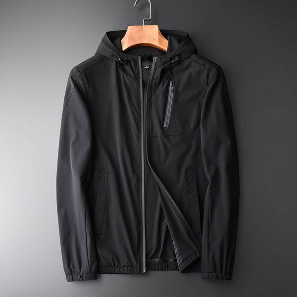 

minglu male jacket fashion new thin zipper hooded mens jackets and coats hight quality solid color slim fit black jackets man, Black;brown