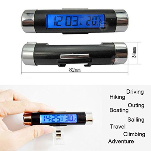 

2 в 1 air vent outlet автомобиль электронные часы термометр световой подсветкой стайлинга автомобилей авто цифровое время жк-экран