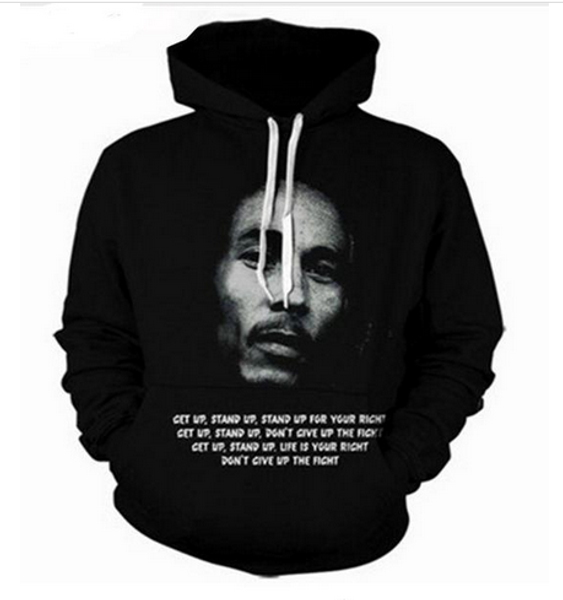

out fashion streetwear 3d hd печать повседневная боб марли толстовки кофты мужчины женщины толстовка с капюшоном пальто lms010, Black