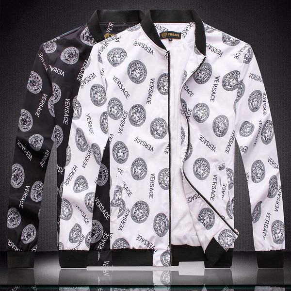 

2019 fashion jacket casual windbreaker long sleeve plus size m-3xl mens jackets zipper pocket mens hoodie coat plaid jackets, Black