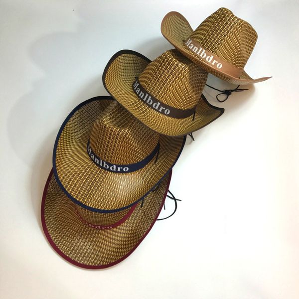 

summer wide brim straw weave hat casual western cowboy hats panama cap jazz chapeau outdoor sunhat e for men women unisex, Blue;gray