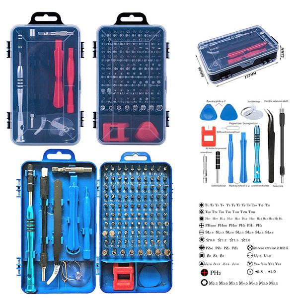 

110pcs/set optional red/blue screwdriver kit precision torx screwdriver bit set mobile phone watch repairing tool