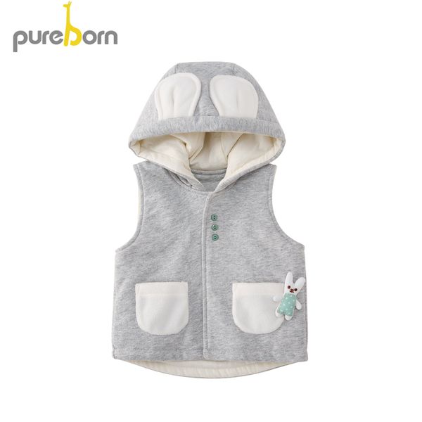 

pureborn hooded kids vest waistcoat outerwear casual cute children's cotton warm vest for boys and girls autumn spring clothes, Blue