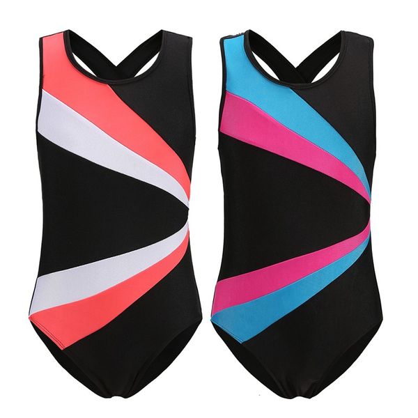 

children girls gymnastics suit soft fashion concise color sleeveless matching gymnastics suit dance clothes