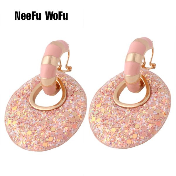 

neefu wofu flash leather big earring brand oorbellen printed rings for women orecchini ear bijoux femme brinco jewelry wholesale, Silver