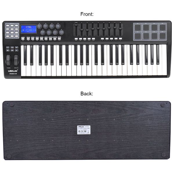 

panda49 49-key usb midi контроллер клавиатуры 8 барабанные колодки с usb-кабель
