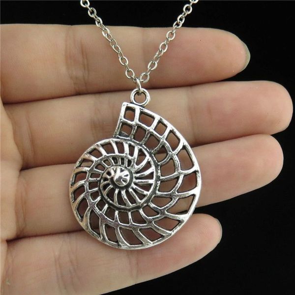 

glowcat q20a42 silver alloy girls women jewelry hollow ocean sea snail shell pendant short collar chunky necklace 18