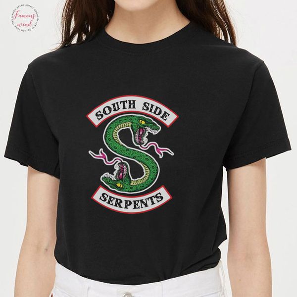 

riverdale t shirt women summer harajuku south side serpents female t shirt riverdale snake printed cap sleeve funny vintage tees, White