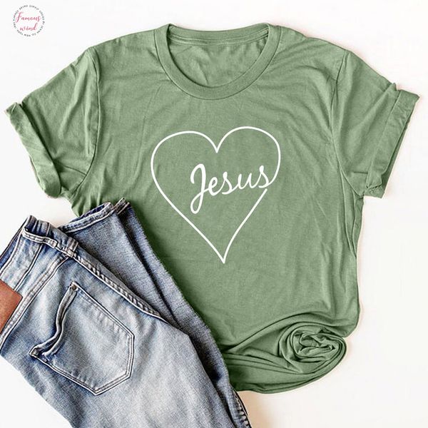 

jesus heart print t shirt vintage short christian valentine gift tshirt men women summer inspiring religious church graphic tees, White