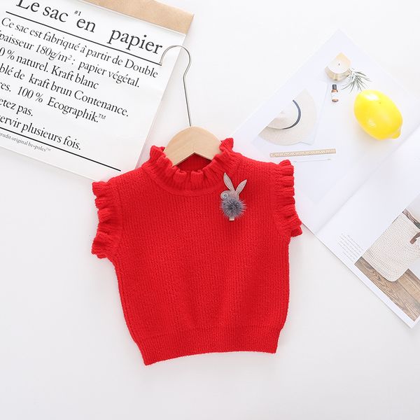 

autumn 2019 children's clothing new pure lovely girl's sweater, vest, turtleneck, children's knitted sweater, Blue