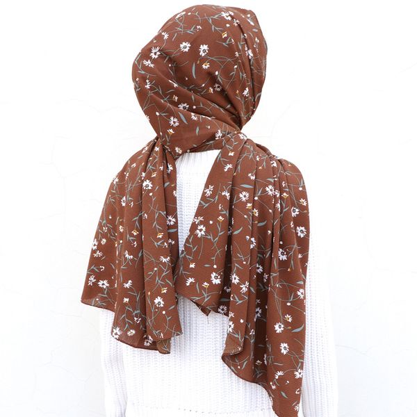 

ethnic clothing 2021 fashion women bubble chiffon hijab scarf foulard femme musulman printed shawl islamic headwear muslim headscarf, Red