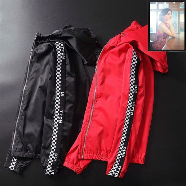

vl man simple hooded brand jacket jacket stitching jacket fashion designer red black new trend man coat, Black;brown