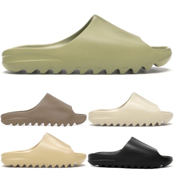 

designer kanye west slippers slides men women black resin bone desert sand earth brown fashion trainers sport outdoor slipper size 36-45