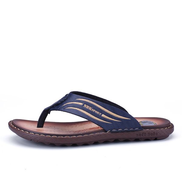 

38-44 big size mens hand made slippers manual shoes for summer with handwork stitching brief look flip flops z33, Black