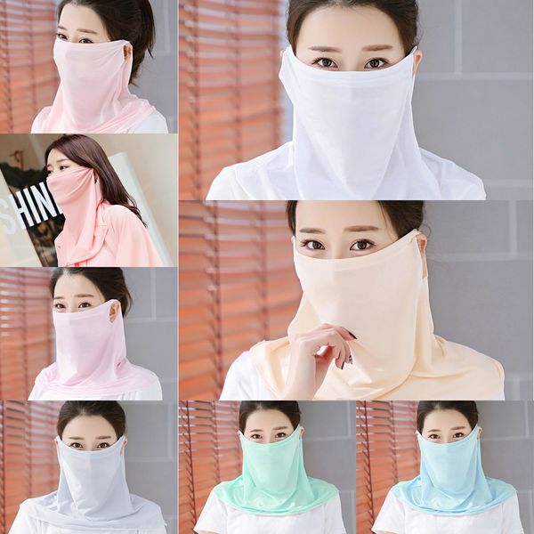 

ouwko silk scarf windproof cycling scarf protection uv face mask headwear climbing hiking ski outdoor, Black