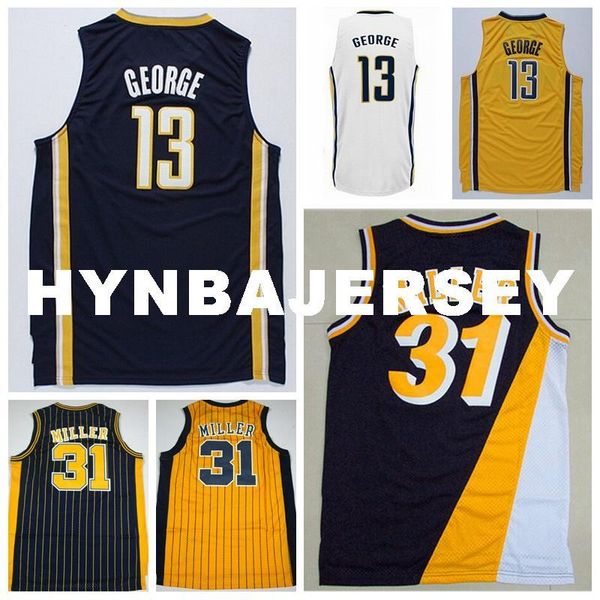 

mens #31 retro miller jersey retro stitched wholesale #13 george jersey basketball jersey ncaa college, Black;blue