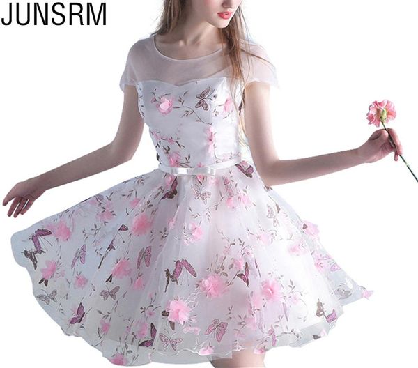 

2019 fast shipping women short prom dresses lace up short sleeve prom dress scoop tulle embroidery evening party gowns, White;black
