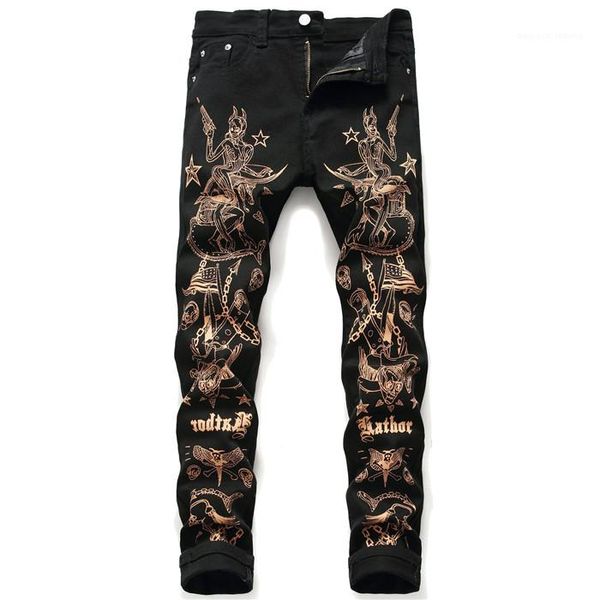 

designer black jeans fashion style hip hop floral print homme clothing pencil casual apparel mens summer, Blue