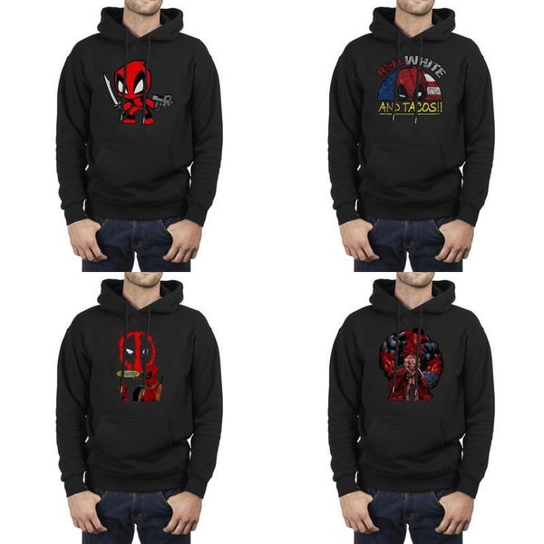 

fashion men deadpool cartoon funny marvel comics black oversized hoodies,sweatshirt design drawstring crazy hoodies american flag red